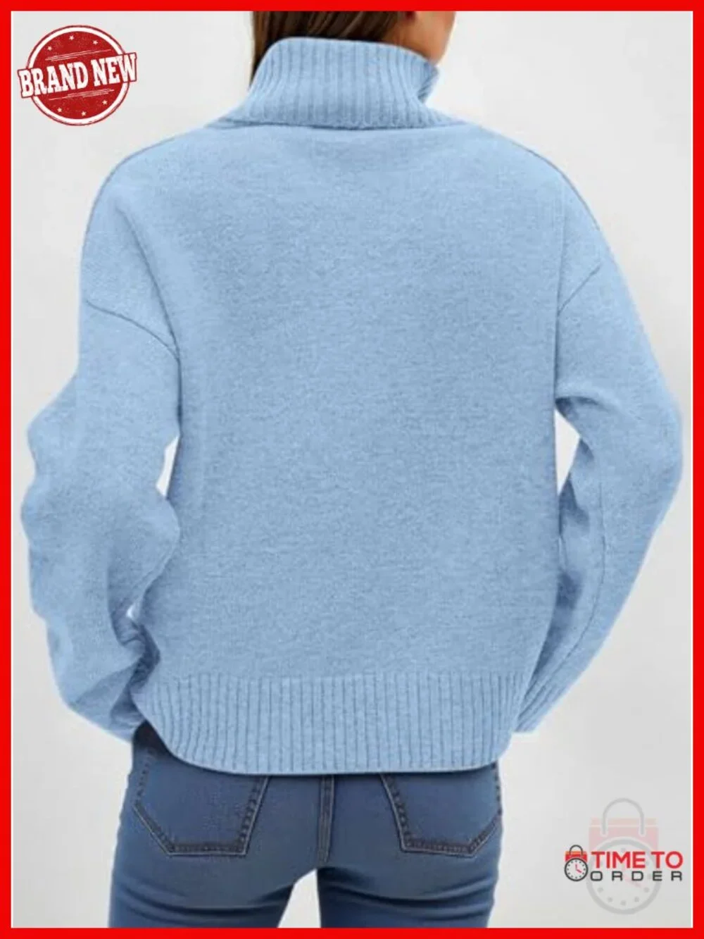 Chunky Knit Turtleneck Pullover Sweater Women Long Sleeve Loose Fit Cozy Warm